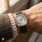 Black Yellow Epsom Rally Leather Watch Strap — shown on watch