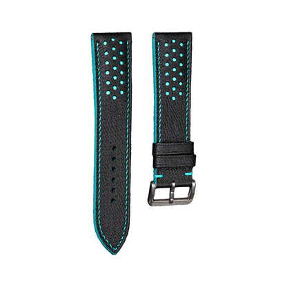 Black Epsom Rally Leather Watch Strap — studio photo