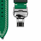 Green Gray Epsom Rally Leather Watch Strap — buckle detail