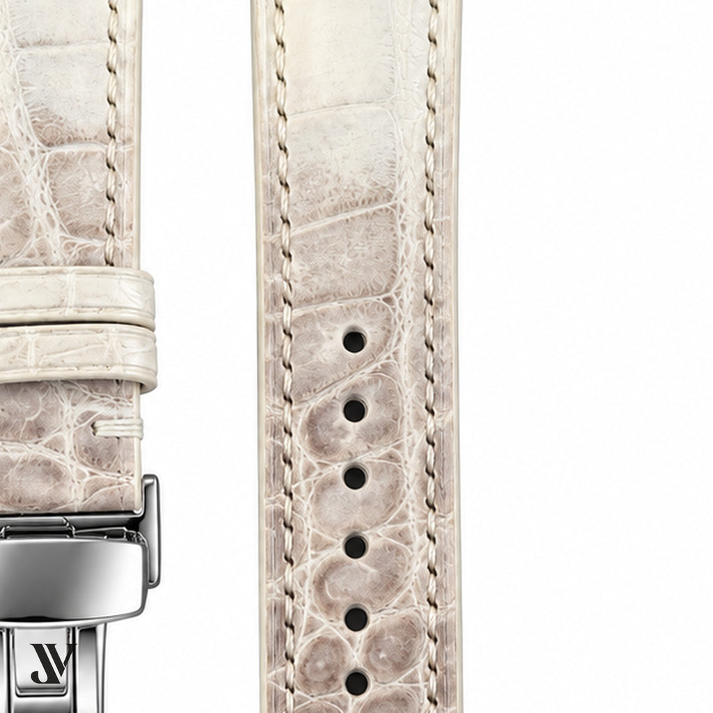 Himalaya White Himalaya Leather Watch Strap — stitching detail