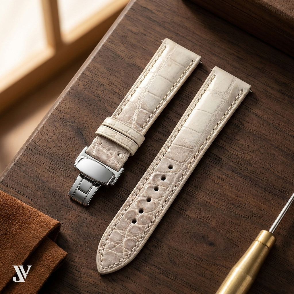 Himalaya White Himalaya Leather Watch Strap — styled scene