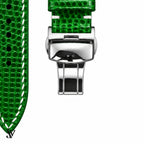 Green Lizard Leather Watch Strap — buckle detail
