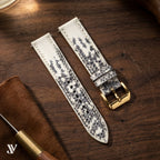 White Gray Lizard Leather Watch Strap — styled scene