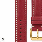 Brick Red Nappa Cowhide Leather Watch Strap — stitching detail