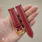 Brick Red Nappa Cowhide Leather Watch Strap — shown on watch
