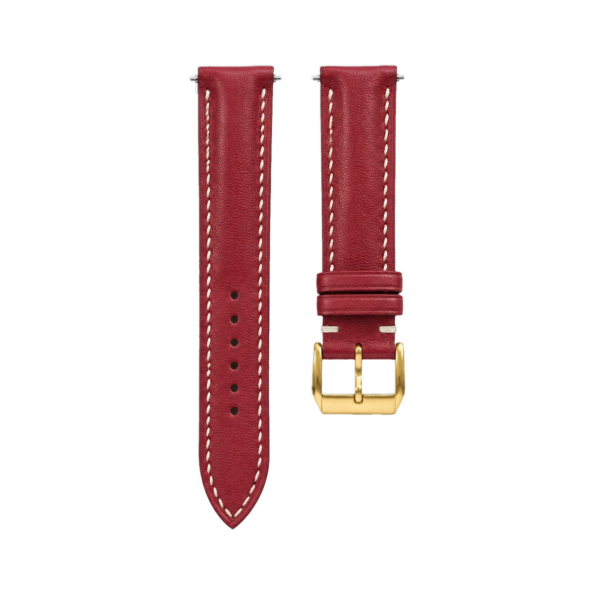 Brick Red Nappa Cowhide Leather Watch Strap — studio photo