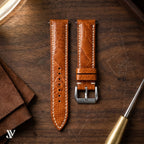 Caramel Ostrich Leg Leather Watch Strap — styled scene