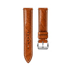 Caramel Ostrich Leg Leather Watch Strap — studio photo