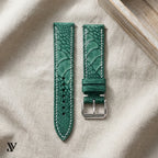 Green Ostrich Leg Leather Watch Strap — styled scene