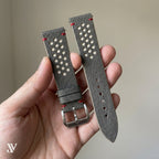 Gray Pale Yellow Ostrich Leather Watch Strap — shown on watch
