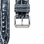 Patina Black Grey Alligator Leather Watch Strap — buckle detail