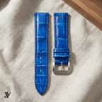 Patina Blue Alligator Leather Watch Strap — styled scene