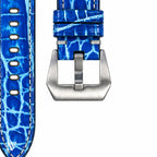 Ocean Blue Patina Alligator Leather Watch Strap — buckle detail