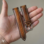 Amber Brown Patina Cowhide Leather Watch Strap — shown on watch