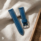 Blue Vegetable-Tanned Leather Watch Strap — styled scene