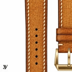 Caramel Babele Vegetable-Tanned Leather Watch Strap — stitching detail