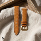 Caramel Babele Vegetable-Tanned Leather Watch Strap — styled scene