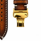 Patina Cognac Brown Vegetable-Tanned Leather Watch Strap — buckle detail