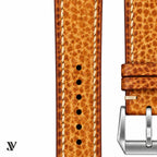 Honey Brown Patina Cowhide Leather Watch Strap — stitching detail