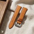 Honey Brown Patina Cowhide Leather Watch Strap — styled scene