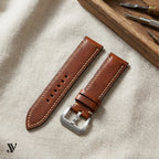 Chestnut Pull-Up Cowhide Leather Watch Strap — styled scene