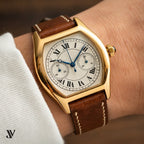 Chestnut Pull-Up Cowhide Leather Watch Strap — shown on watch