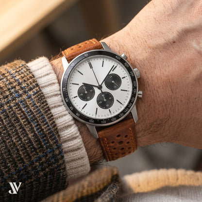 Cognac Pull-Up Cowhide Leather Watch Strap — shown on watch