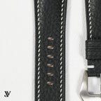 Black Togo Leather Watch Strap — stitching detail
