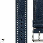 Dark Navy Togo Leather Watch Strap — stitching detail
