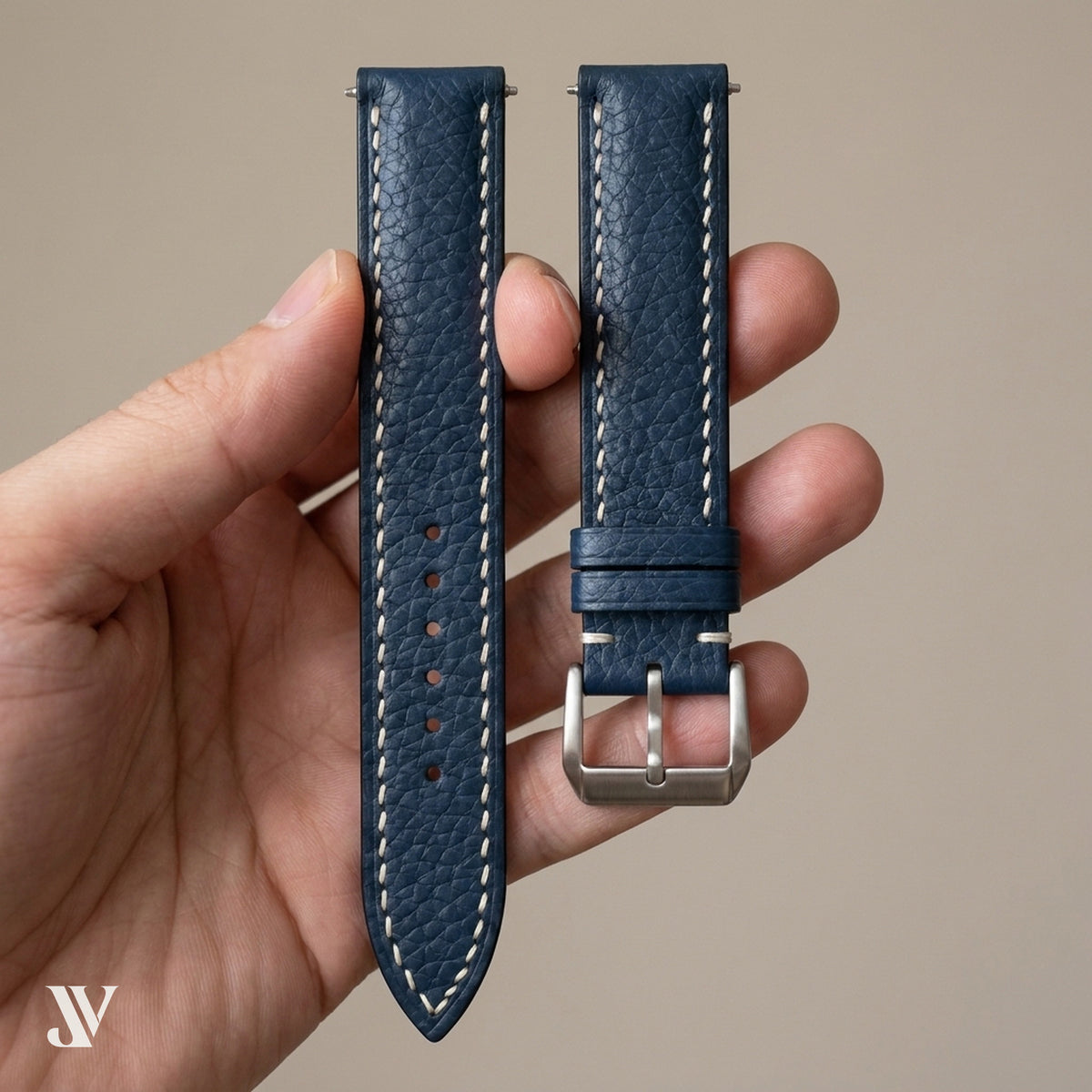 Dark Navy Togo Leather Watch Strap — shown on watch