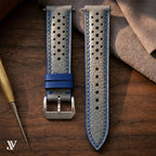 Grey Togo Calfskin Rally Watch Strap — styled scene