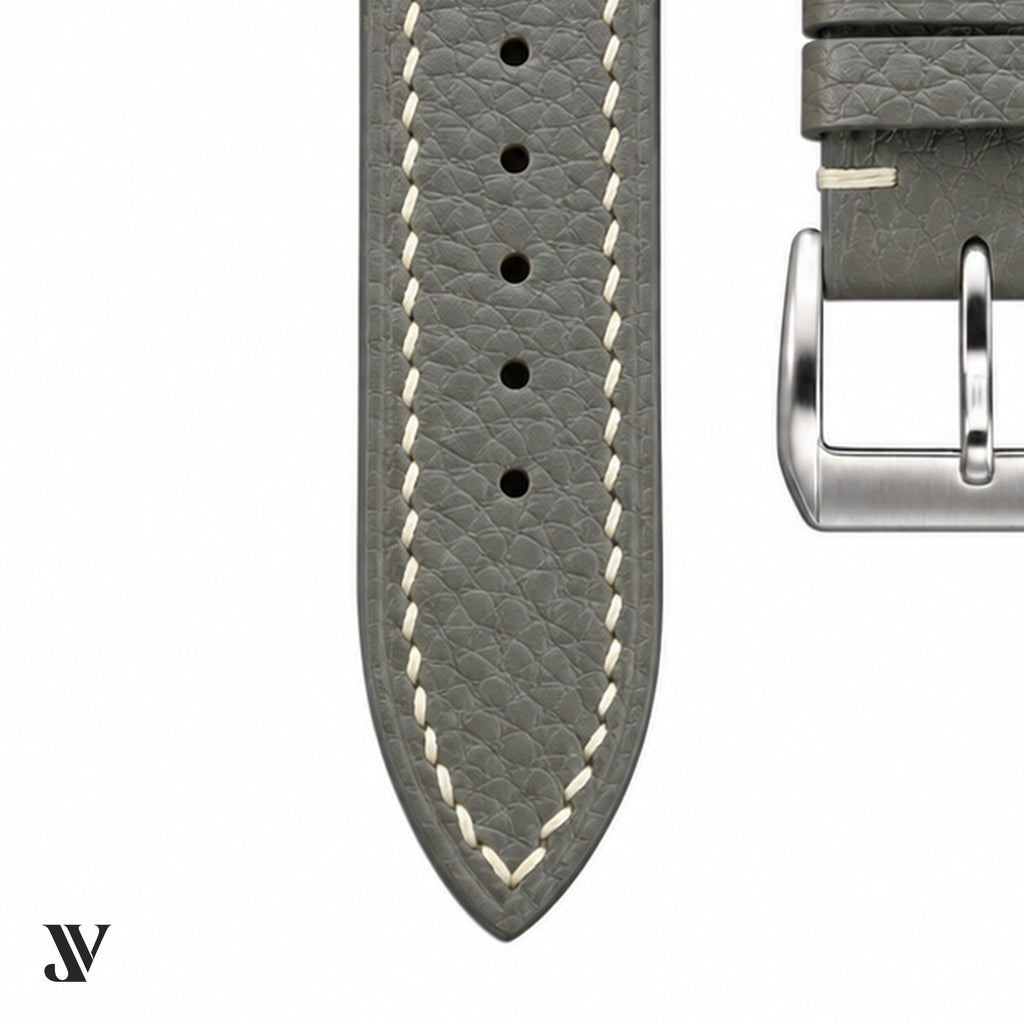 Gray Togo Leather Watch Strap — buckle detail