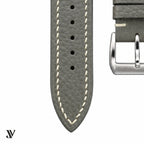 Gray Togo Leather Watch Strap — buckle detail