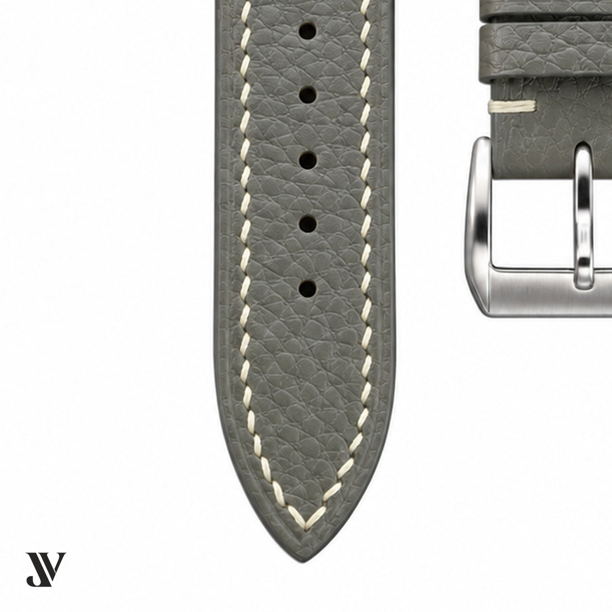 Gray Togo Leather Watch Strap — buckle detail