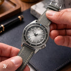 Gray Togo Leather Watch Strap — shown on watch