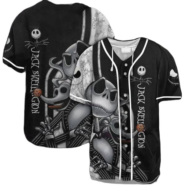 Tnbc Baseball Jersey Jack Skellington and Zero Friend Jersey Shirt Black Unisex Adult