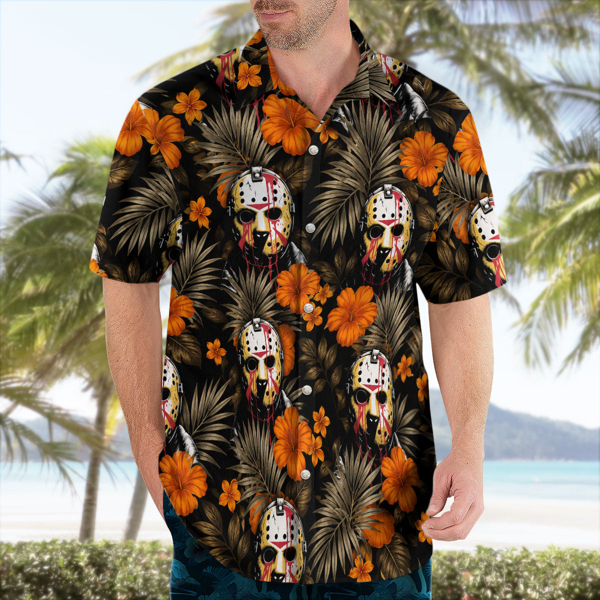 Jason Voorhees Tropical Horror Hawaiian Shirt | Tropi Hawaiian Shirts Store