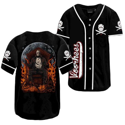 Friday the 13th Baseball Jersey the Throne Jason Voorhees Jersey Shirt Black White Unisex Adult New Release