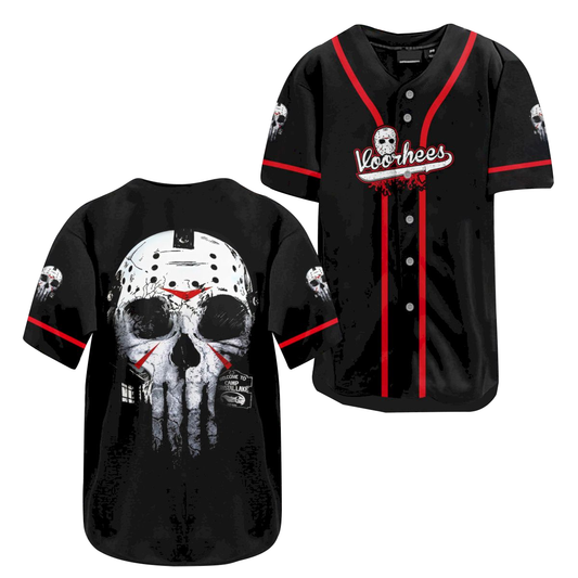 Friday the 13th Baseball Jersey Welcome to Camp Crystal Lake Jason Voorhees Jersey Shirt Black Red Unisex Adult New...