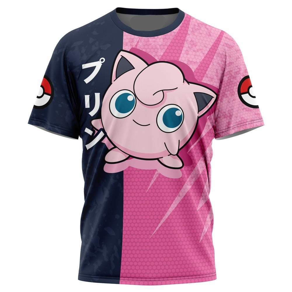 Pokemon T-Shirt Pokemon Jigglypuff Attack Pose T-Shirt Black Pink Unisex - Trendy Gift For Men & Women