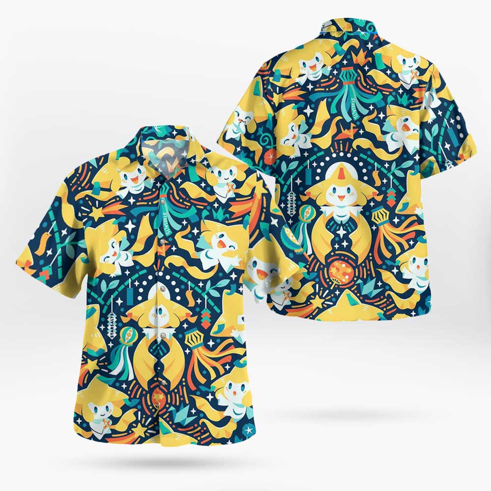 Jirachi Pokemon Button-Up Hawaiian Shirt - Tropi Hawaiian Shirts