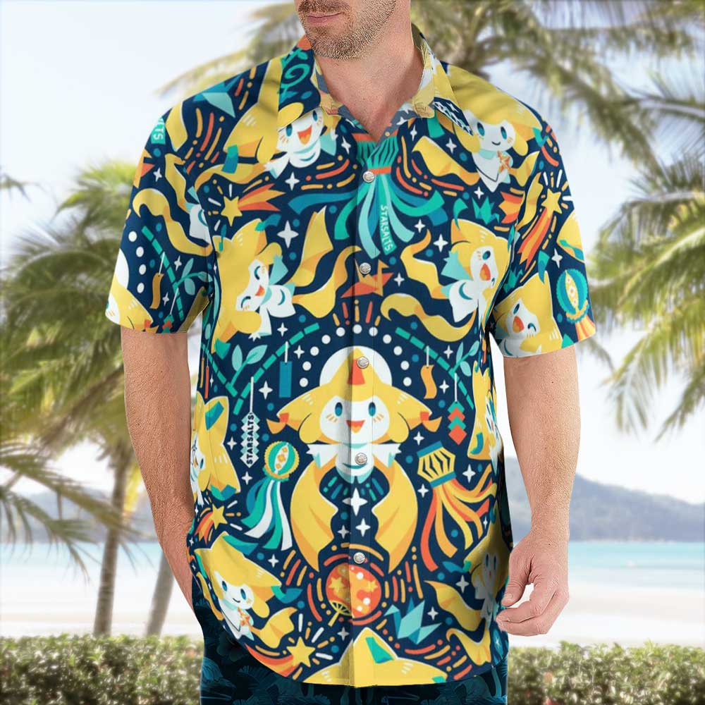 Jirachi Pokemon Button-Up Hawaiian Shirt - Tropi Hawaiian Shirts
