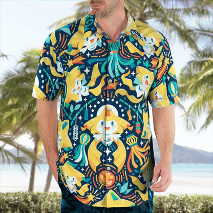 Jirachi Pokemon Button-Up Hawaiian Shirt - Tropi Hawaiian Shirts