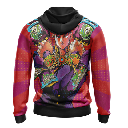 Jojos Bizarre Adventure Hoodie Jojos Bizarre Adventure Josuke Pose Graphic Hoodie Colorful Unisex - Cozy Hoodie For Cold Weather