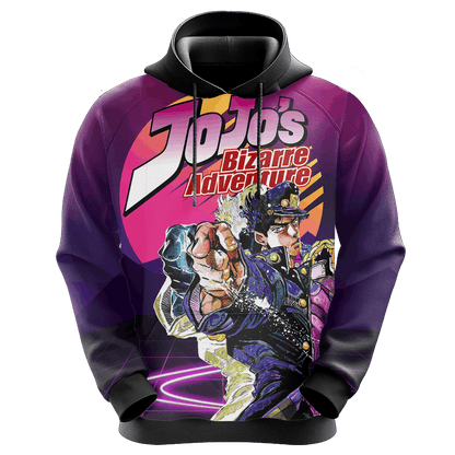 Jojos Bizarre Adventure Hoodie Jotaro And His Stand Star Platinum Hoodie Purple Unisex - Cozy Hoodie For Cold Weather