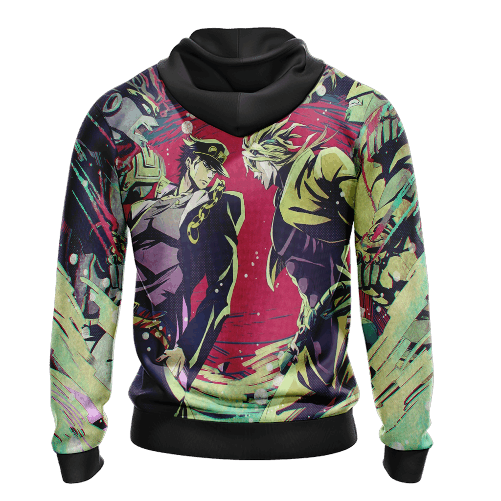 Jojos Bizarre Adventure Hoodie Jojo Fights Dio With His Stand Hoodie Colorful Unisex - Cozy Hoodie For Cold Weather