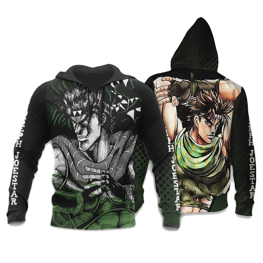 Jojos Bizarre Adventure Hoodie Jojos Bizarre Adventure Joseph Joestar Graphic Hoodie Black Green Unisex - Cozy Hoodie For Cold Weather