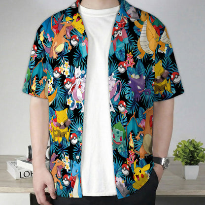 Kanto Pokémon Tropical Pattern Hawaiian Shirt