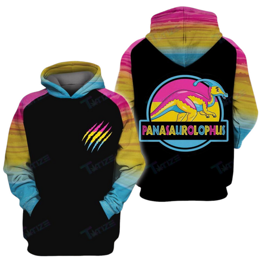 Lgbt Hoodie Dinosaur Pansexual Panasaulophus Hoodie Colorful Unisex - Cozy Hoodie For Cold Weather