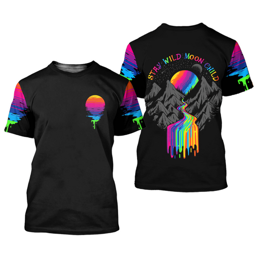 Lgbt T-Shirt Lgbt Stay Wild Moon Child T-Shirt Black Unisex - Trendy Gift For Men & Women